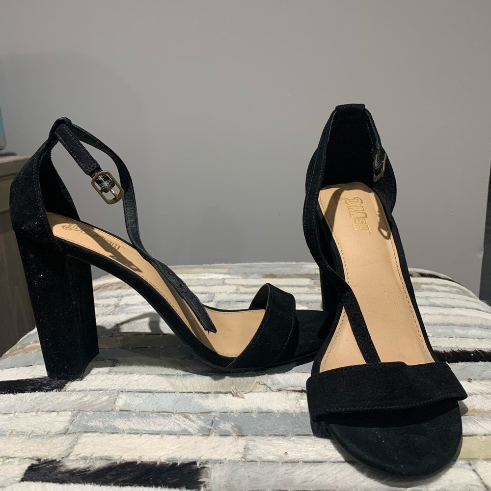 Black Suede Thrash Sandal Heels 👠